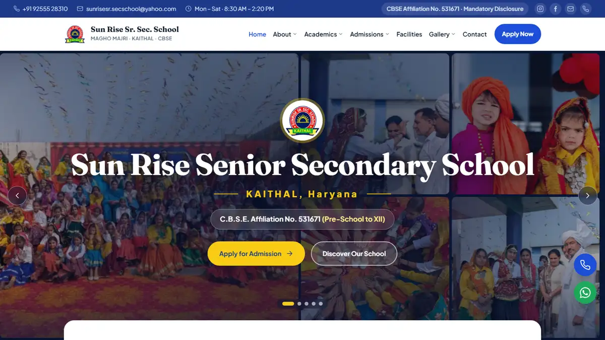 Sun Rise Sr. Sec. School CBSE School Website built by A&N Web Services, Kaithal